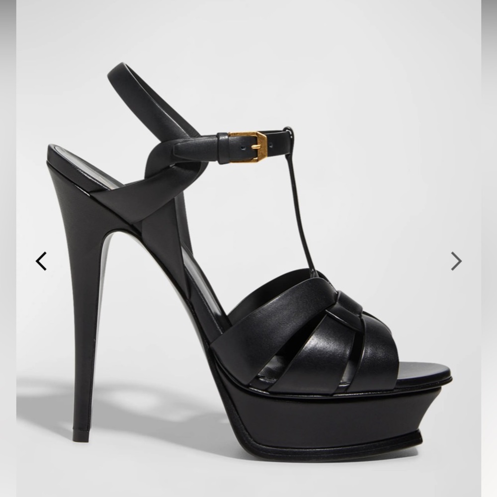 Saint Laurent Tribute 105 Leather Platform Sandal - Picture 13 of 14